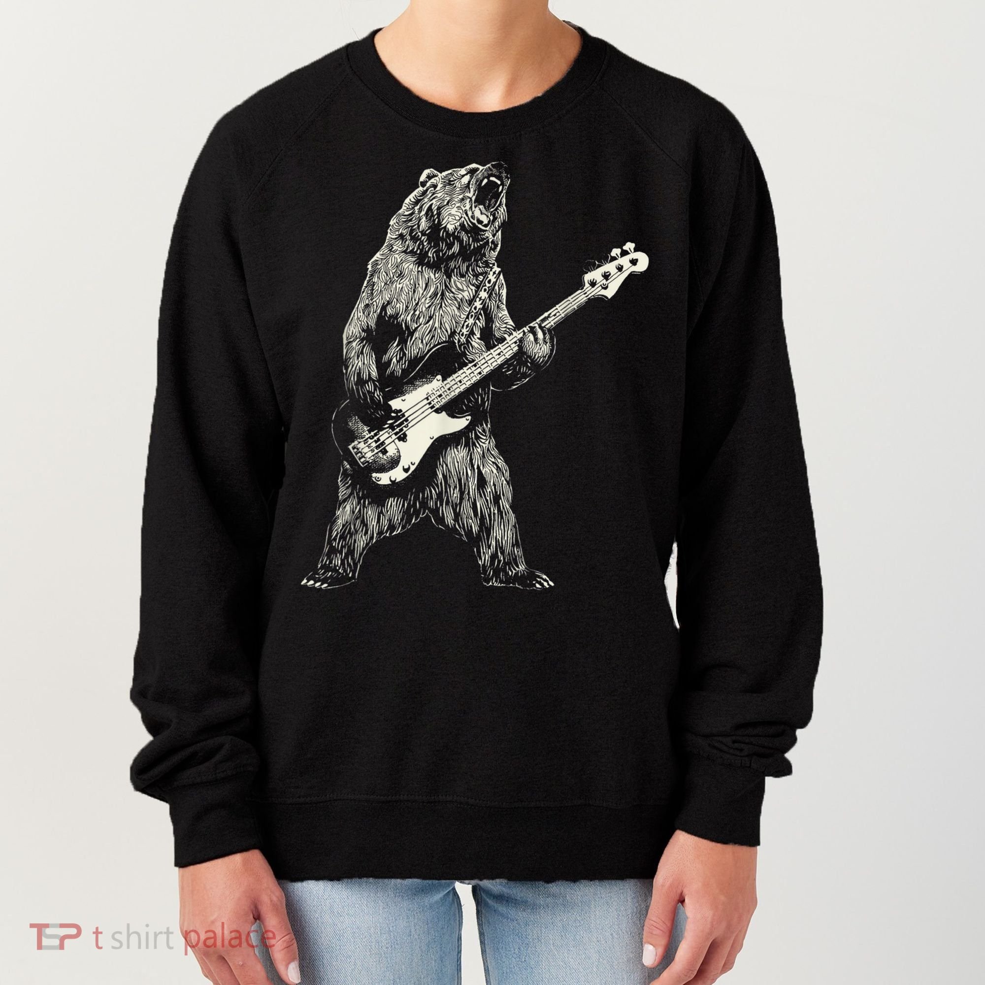 Cute Bear Playing Guitar Gift Guitar Lover Women's Sweatshirt