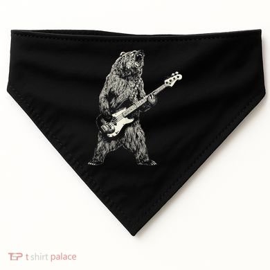 Cute Bear Playing Guitar Gift Guitar Lover USA-Made Doggie Bandana