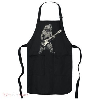 Cute Bear Playing Guitar Gift Guitar Lover Apron