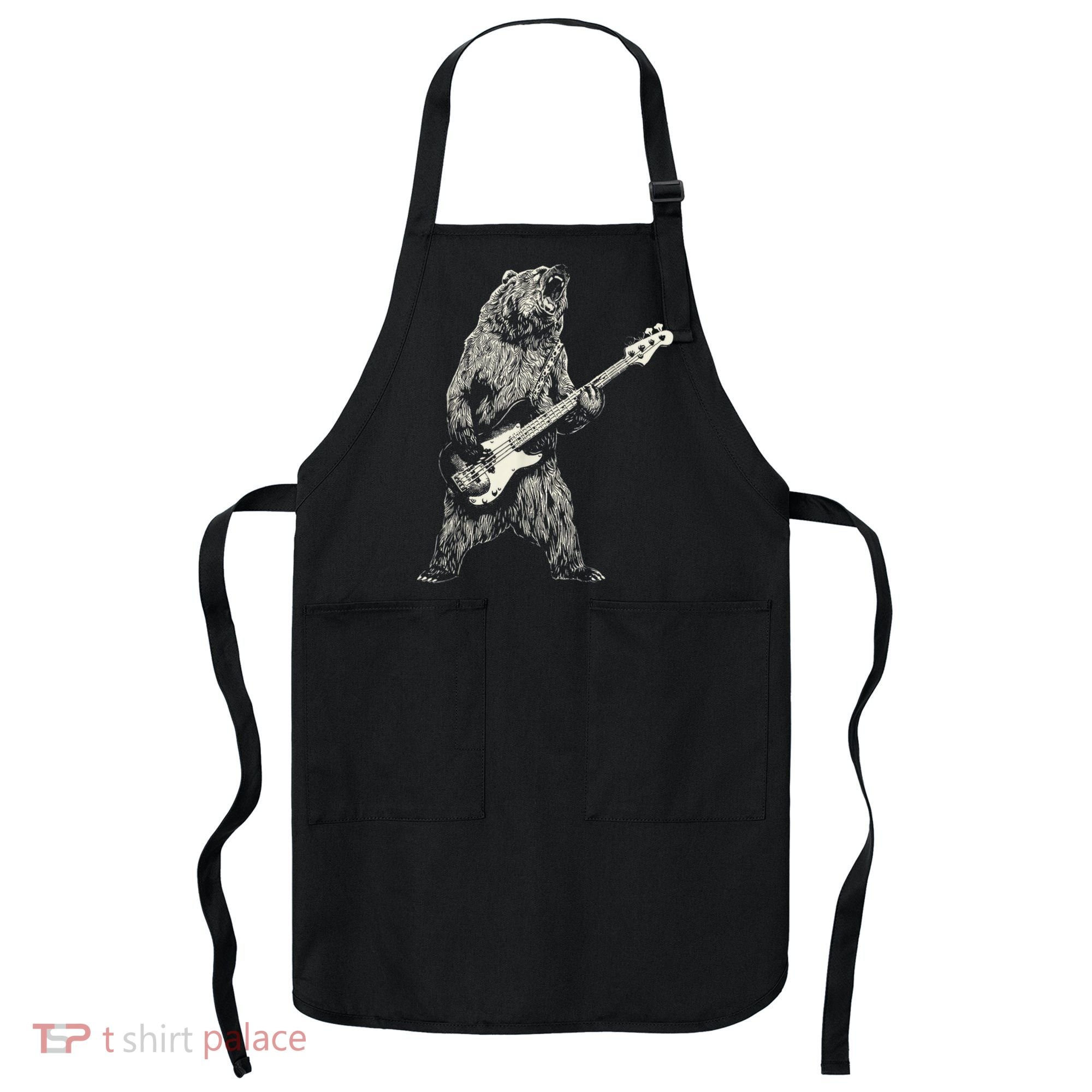 Cute Bear Playing Guitar Gift Guitar Lover Apron