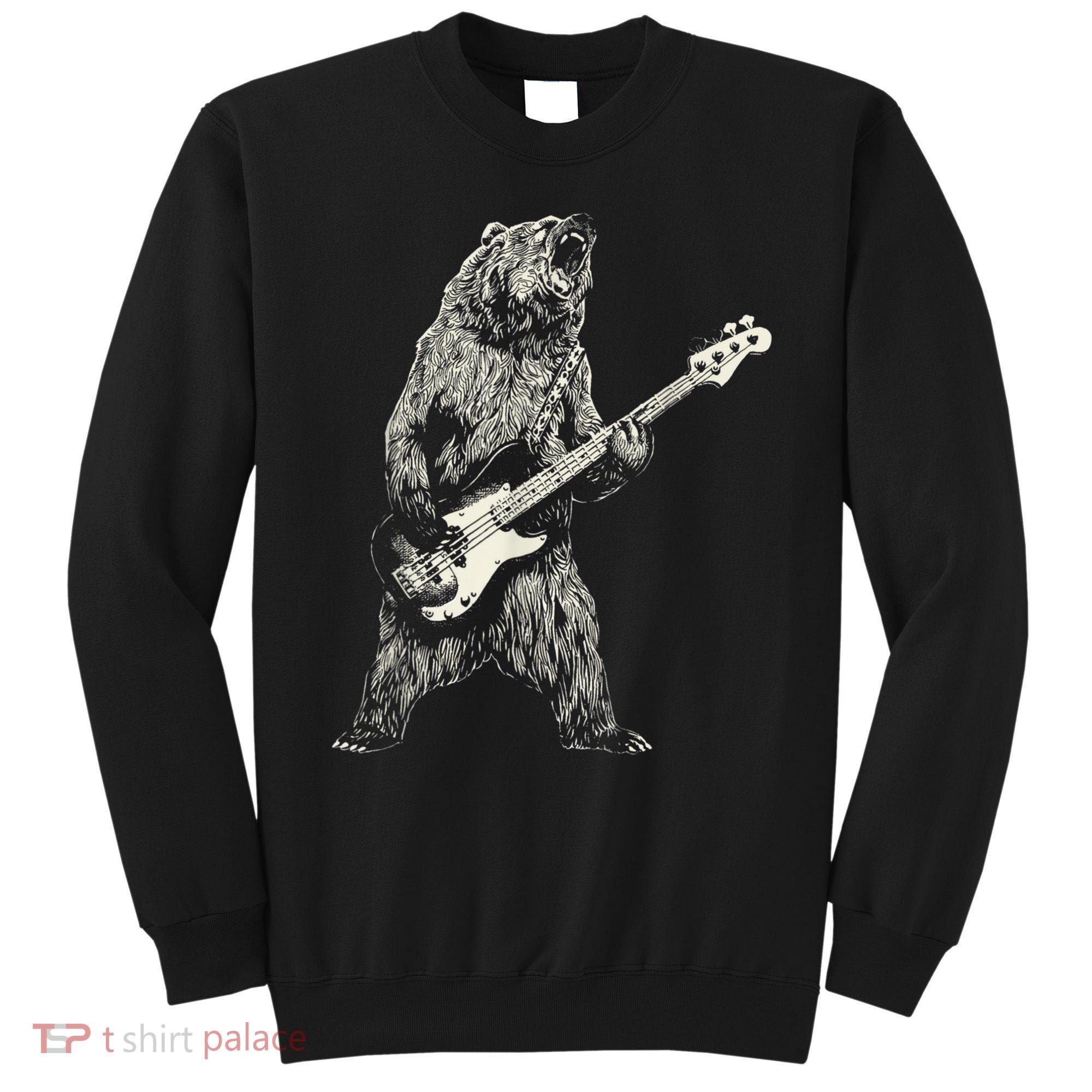 Cute Bear Playing Guitar Gift Guitar Lover Sweatshirt