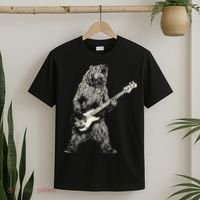 Cute Bear Playing Guitar Gift Guitar Lover T-Shirt thumb 2