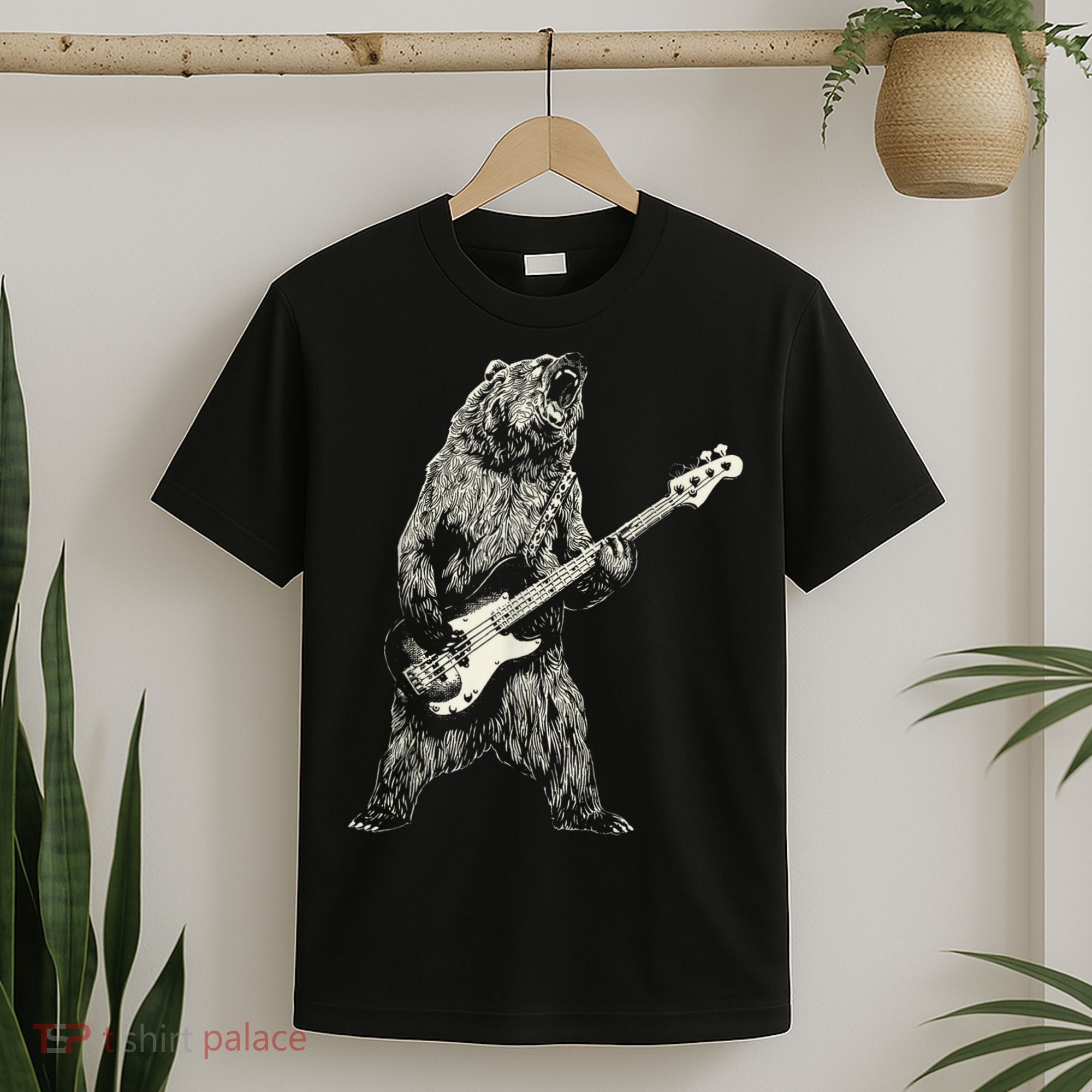 Cute Bear Playing Guitar Gift Guitar Lover T-Shirt