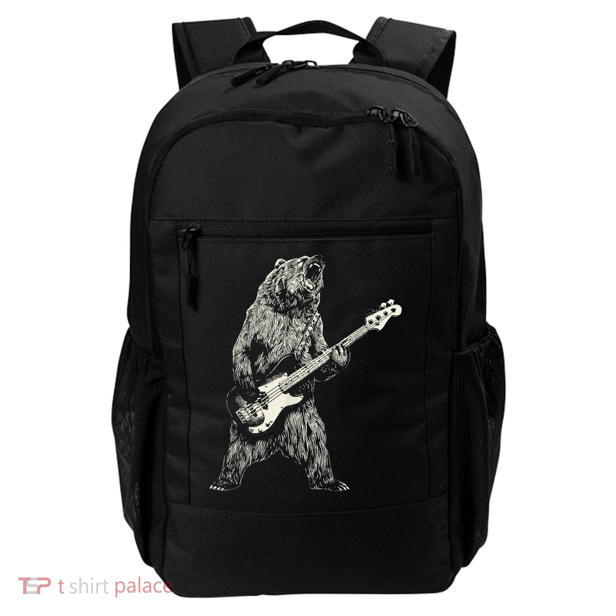 Cute Bear Playing Guitar Gift Guitar Lover Backpack