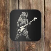Cute Bear Playing Guitar Gift Guitar Lover Coaster thumb 0