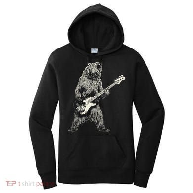 Cute Bear Playing Guitar Gift Guitar Lover Women's Hoodie