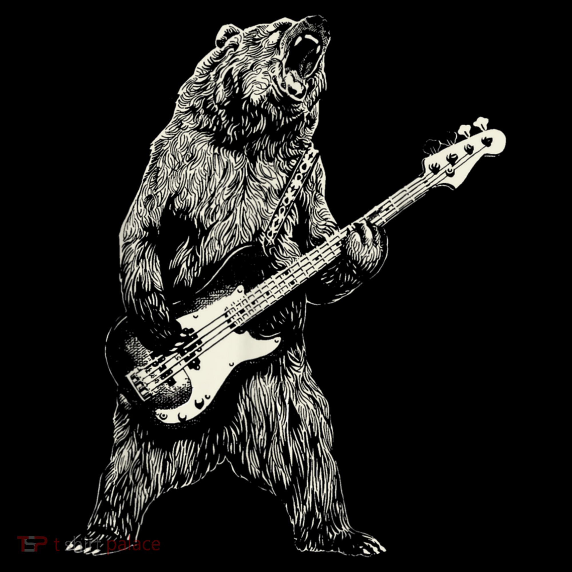 Cute Bear Playing Guitar Gift Guitar Lover Women's Hoodie