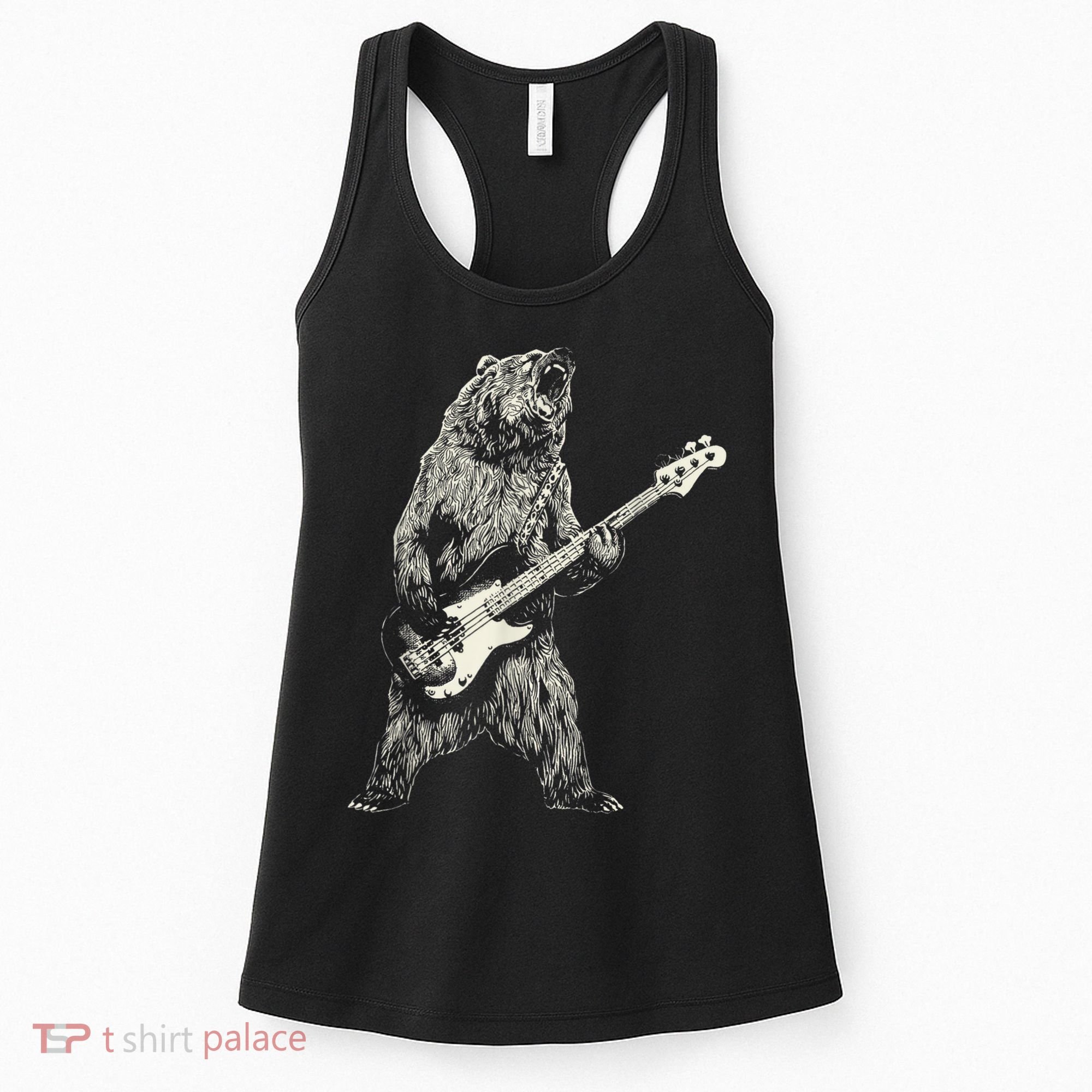 Cute Bear Playing Guitar Gift Guitar Lover Women's Tank Top