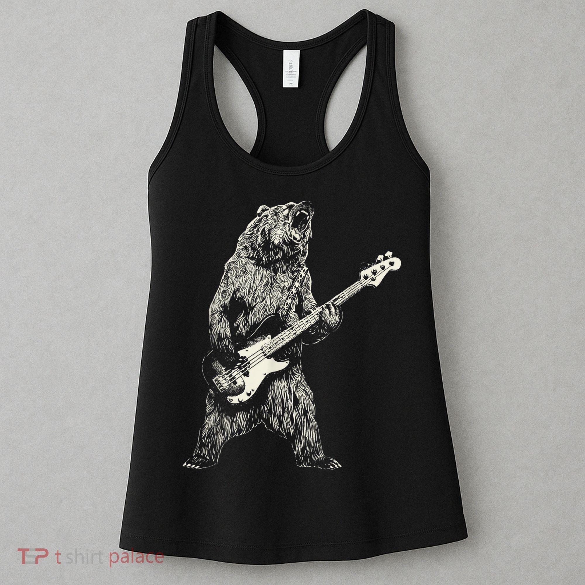 Cute Bear Playing Guitar Gift Guitar Lover Women's Tank Top