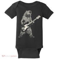 Cute Bear Playing Guitar Gift Guitar Lover Baby Bodysuit thumb 0