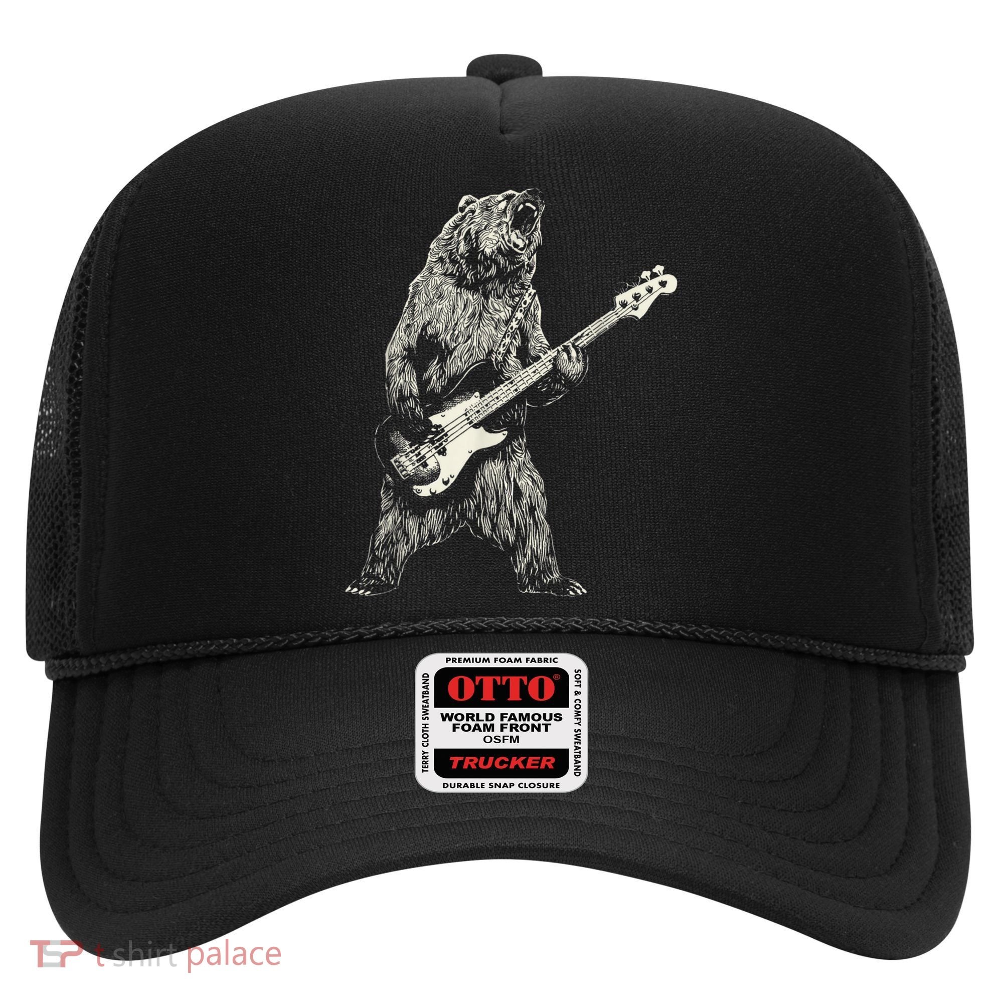 Cute Bear Playing Guitar Gift Guitar Lover Hat