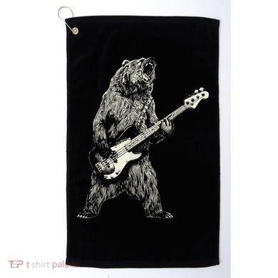 Cute Bear Playing Guitar Gift Guitar Lover Golf Towel