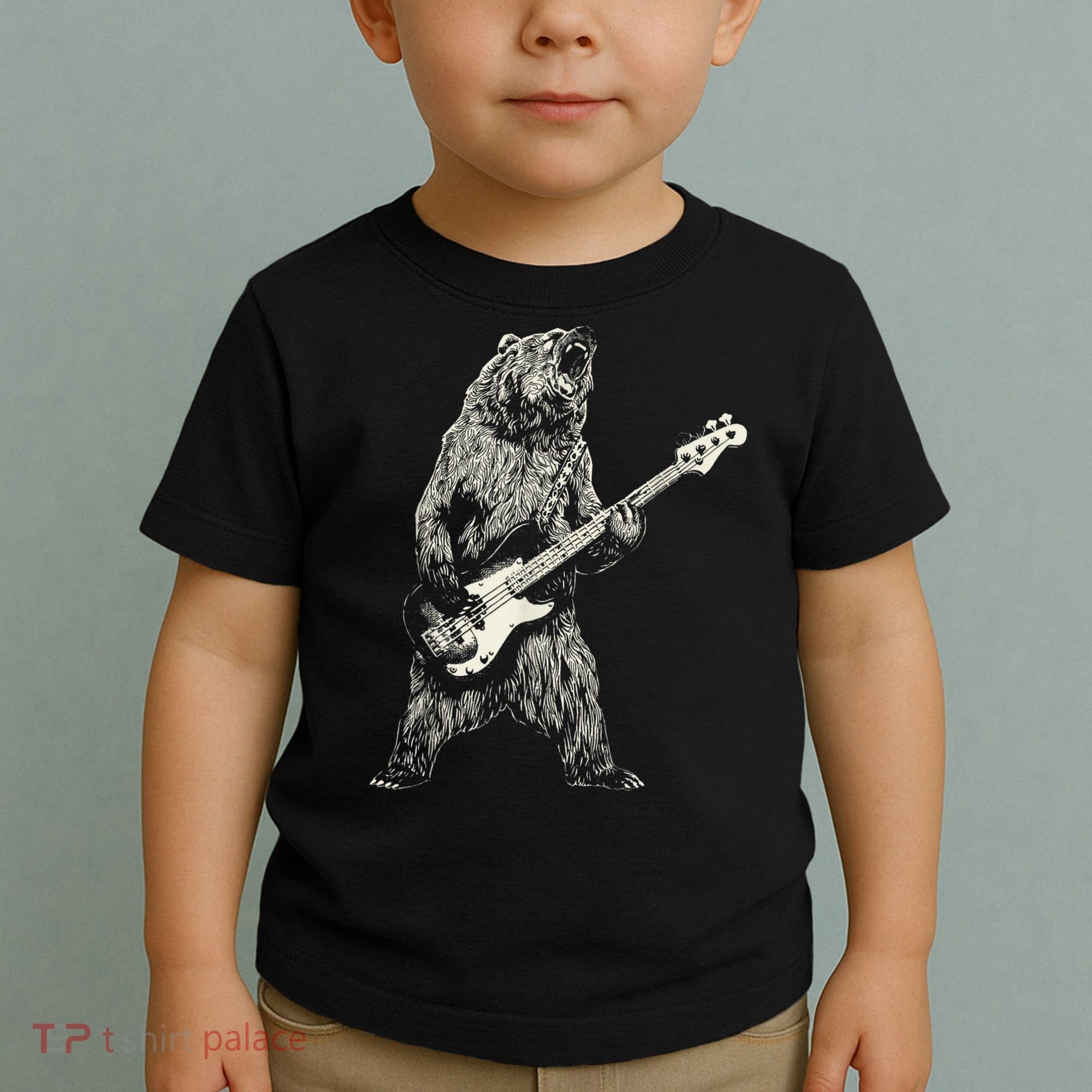 Cute Bear Playing Guitar Gift Guitar Lover Toddler T-Shirt