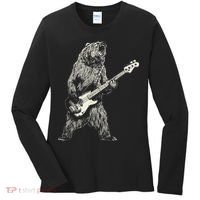 Cute Bear Playing Guitar Gift Guitar Lover Women's Long Sleeve Shirt thumb 0