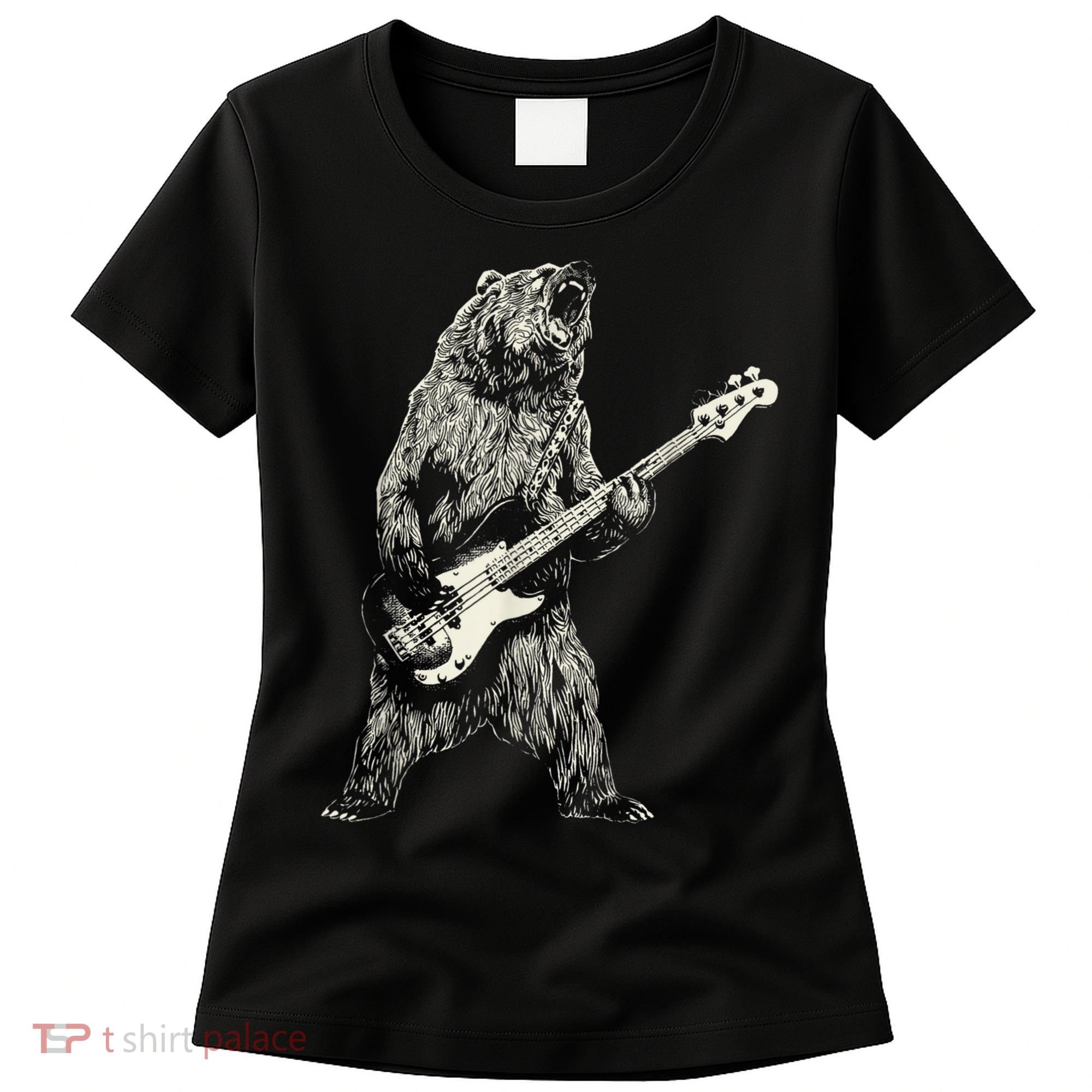 Cute Bear Playing Guitar Gift Guitar Lover Women's T-Shirt