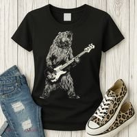 Cute Bear Playing Guitar Gift Guitar Lover Women's T-Shirt thumb 3
