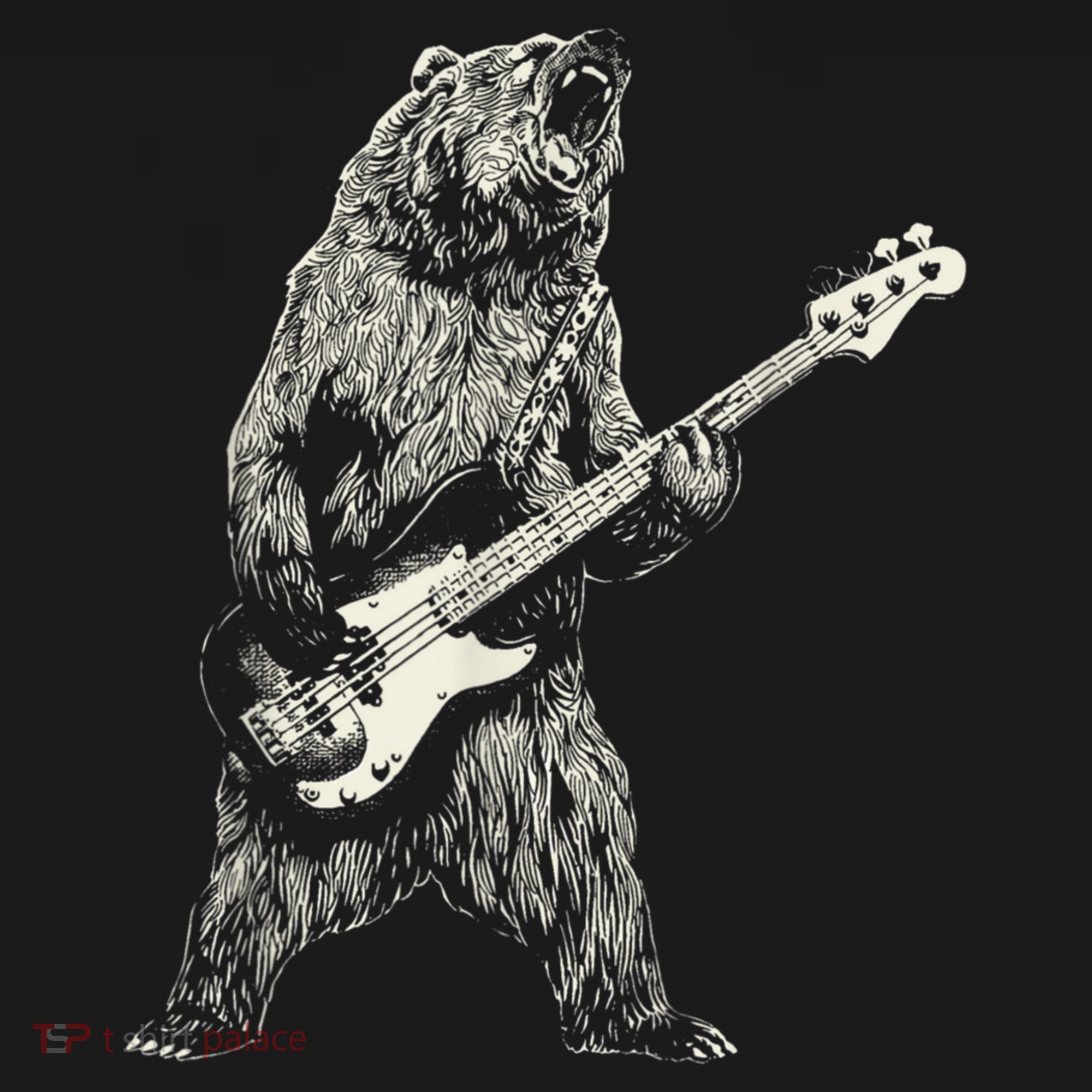 Cute Bear Playing Guitar Gift Guitar Lover Women's T-Shirt