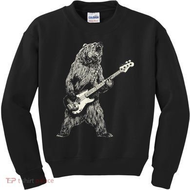 Cute Bear Playing Guitar Gift Guitar Lover Kids Sweatshirt