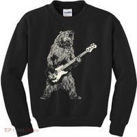 Cute Bear Playing Guitar Gift Guitar Lover Kids Sweatshirt thumb 0