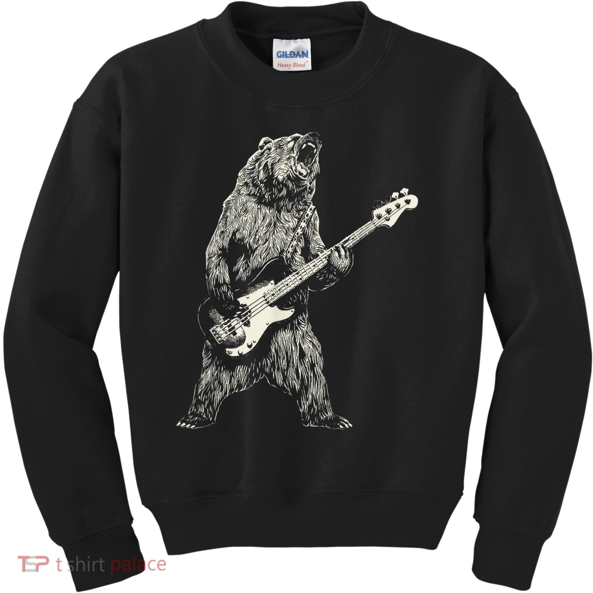 Cute Bear Playing Guitar Gift Guitar Lover Kids Sweatshirt