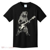 Cute Bear Playing Guitar Gift Guitar Lover Kids T-Shirt thumb 0