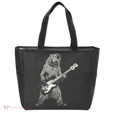 Cute Bear Playing Guitar Gift Guitar Lover Tote Bag