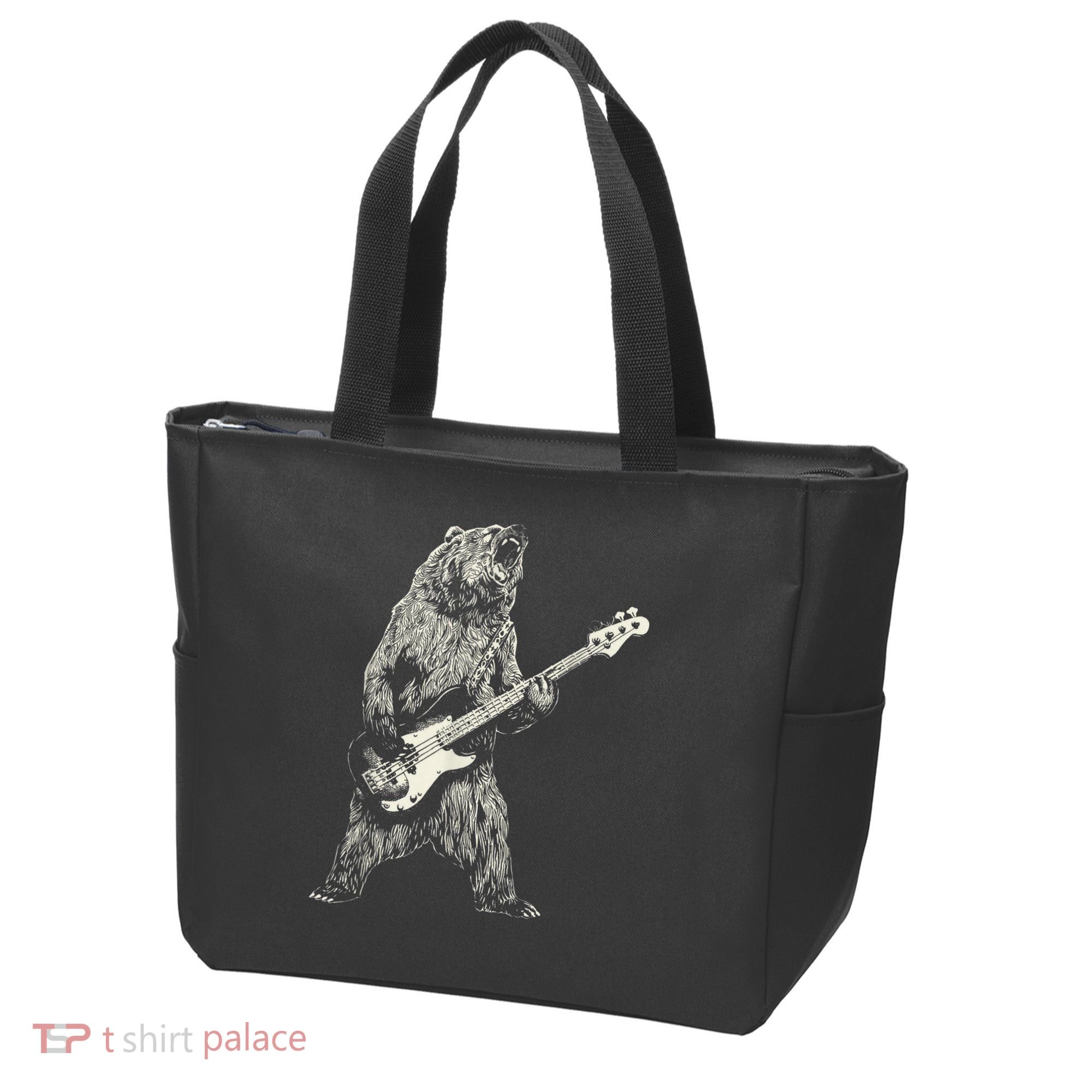 Cute Bear Playing Guitar Gift Guitar Lover Tote Bag