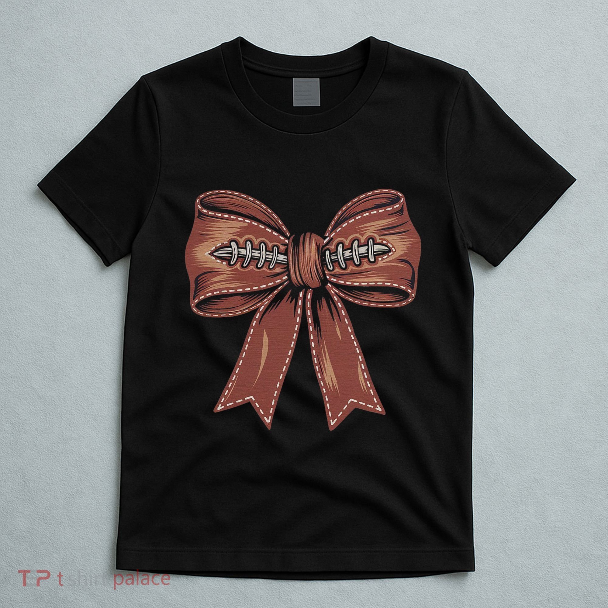 Coquette Bow Pumpkin American Football Autumn Thanksgiving T-Shirt