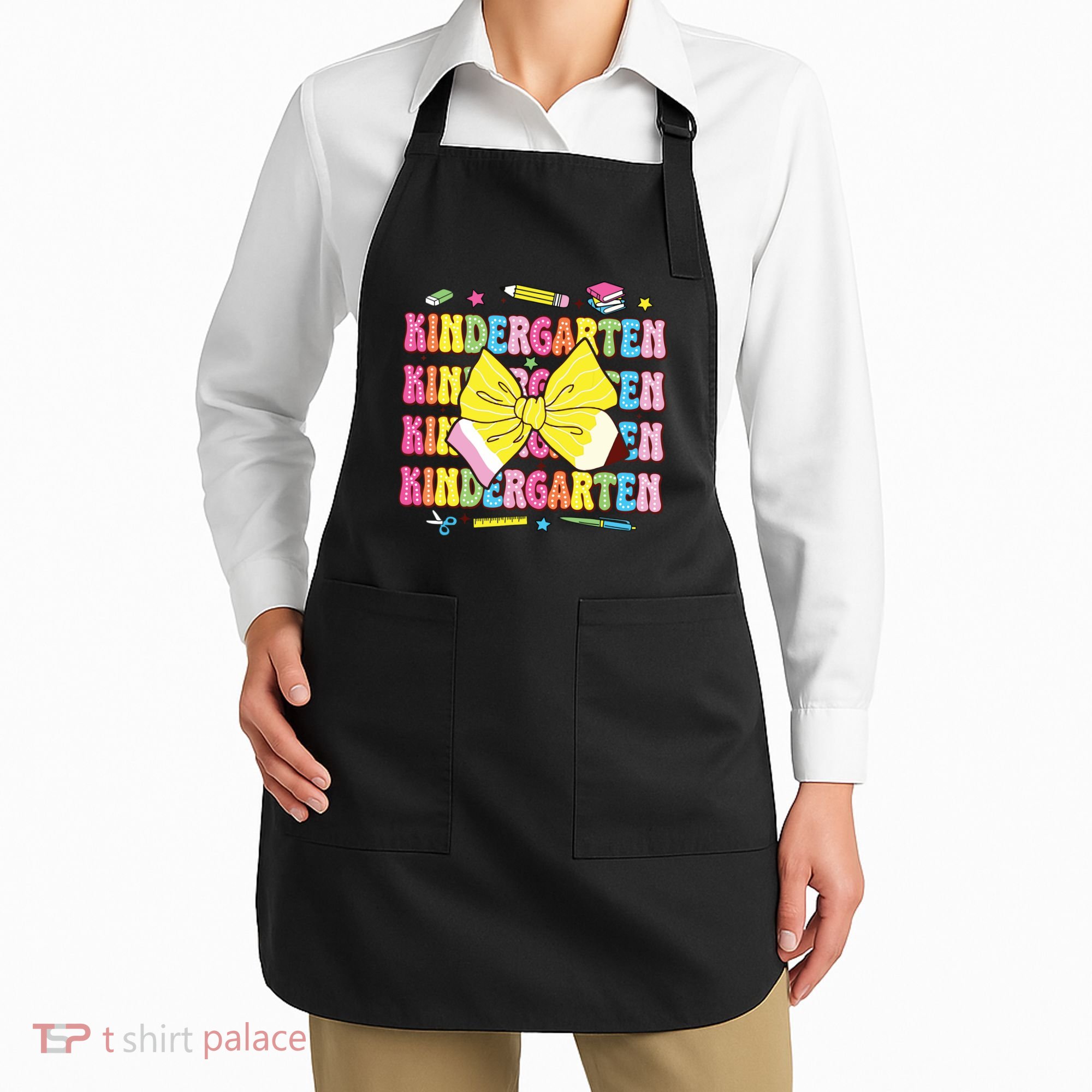 Coquette Bow Pencil Retro Kindergarten Funny Back To School Apron