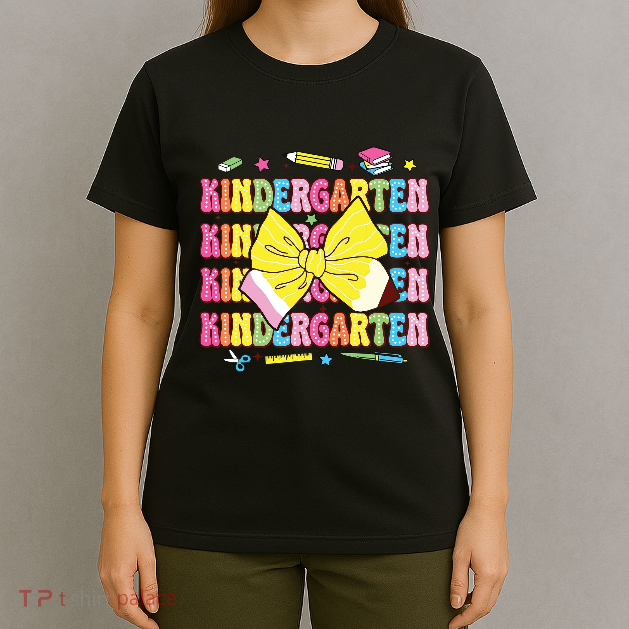 Coquette Bow Pencil Retro Kindergarten Funny Back To School T-Shirt