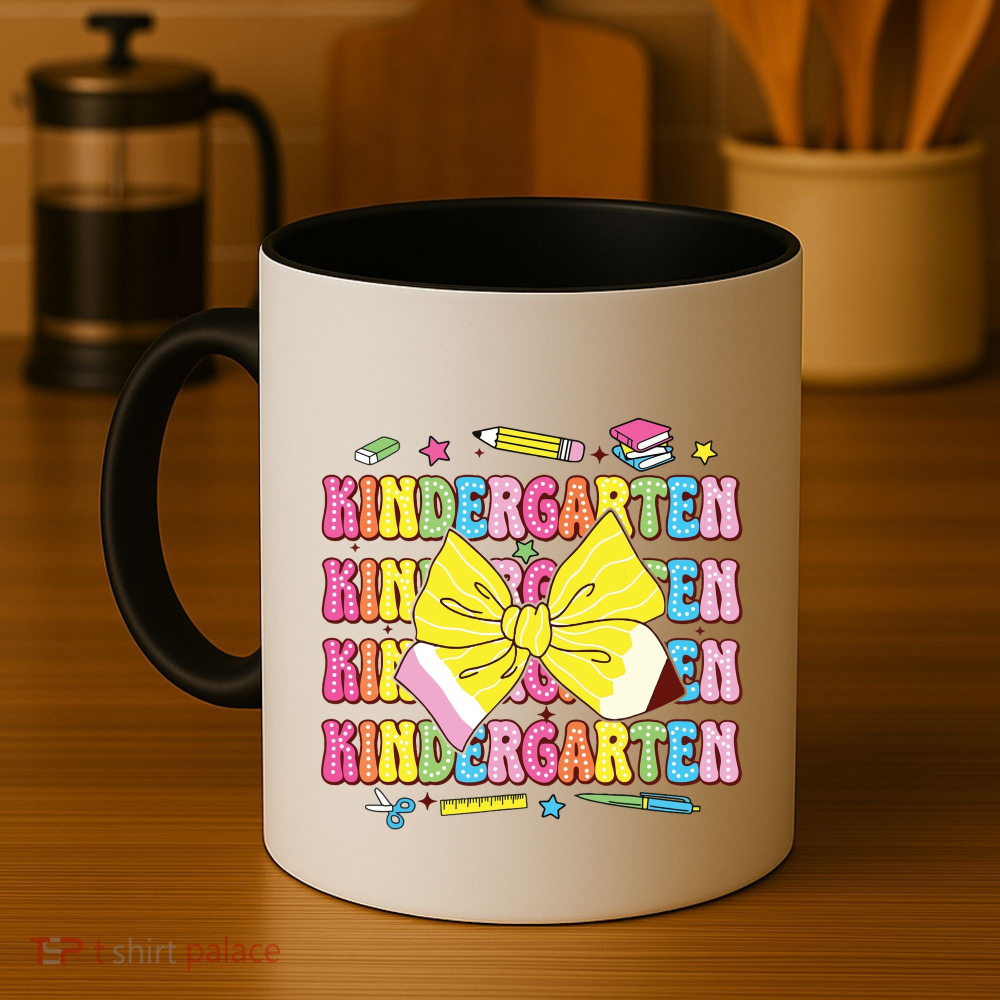 Coquette Bow Pencil Retro Kindergarten Funny Back To School Coffee Mug