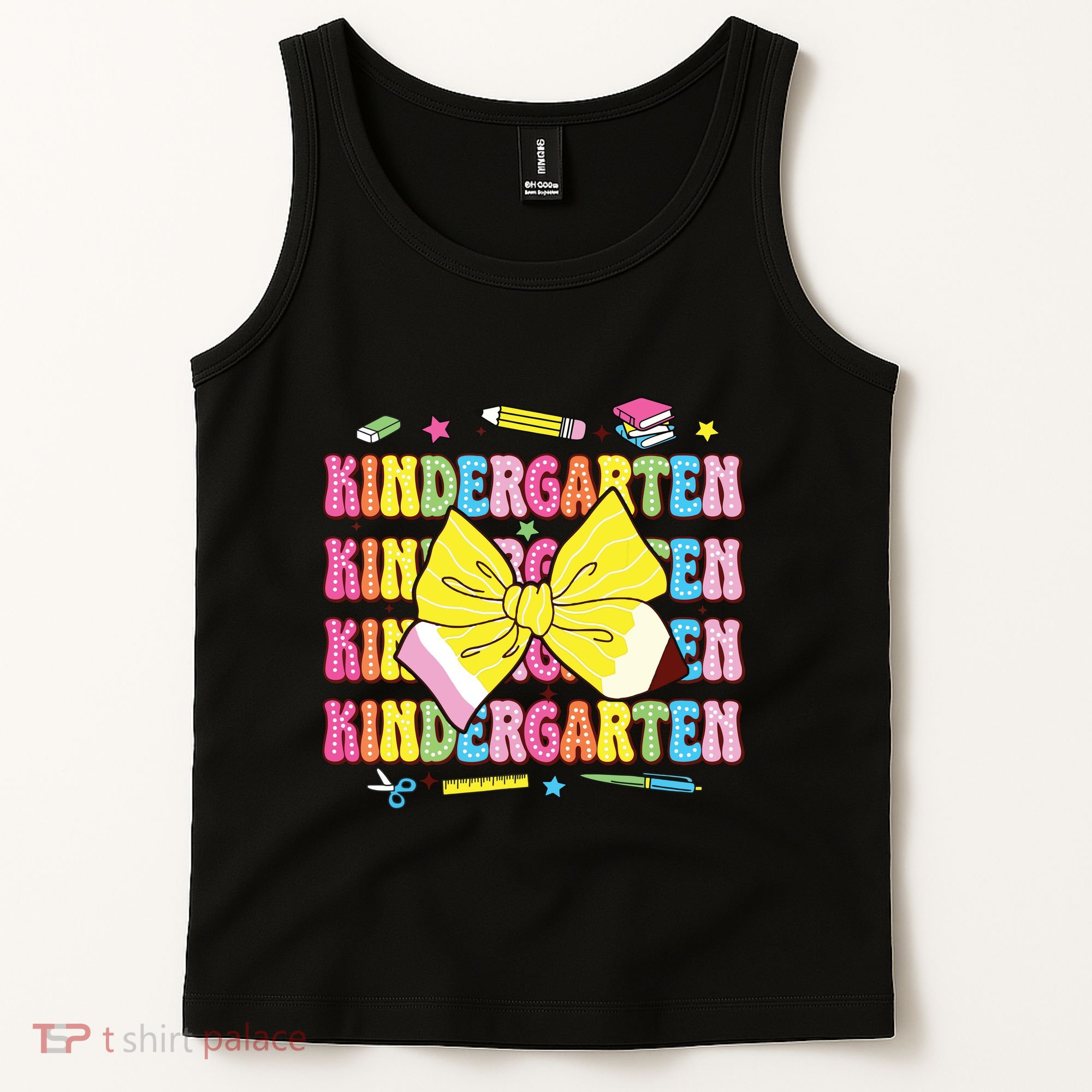 Coquette Bow Pencil Retro Kindergarten Funny Back To School Tank Top