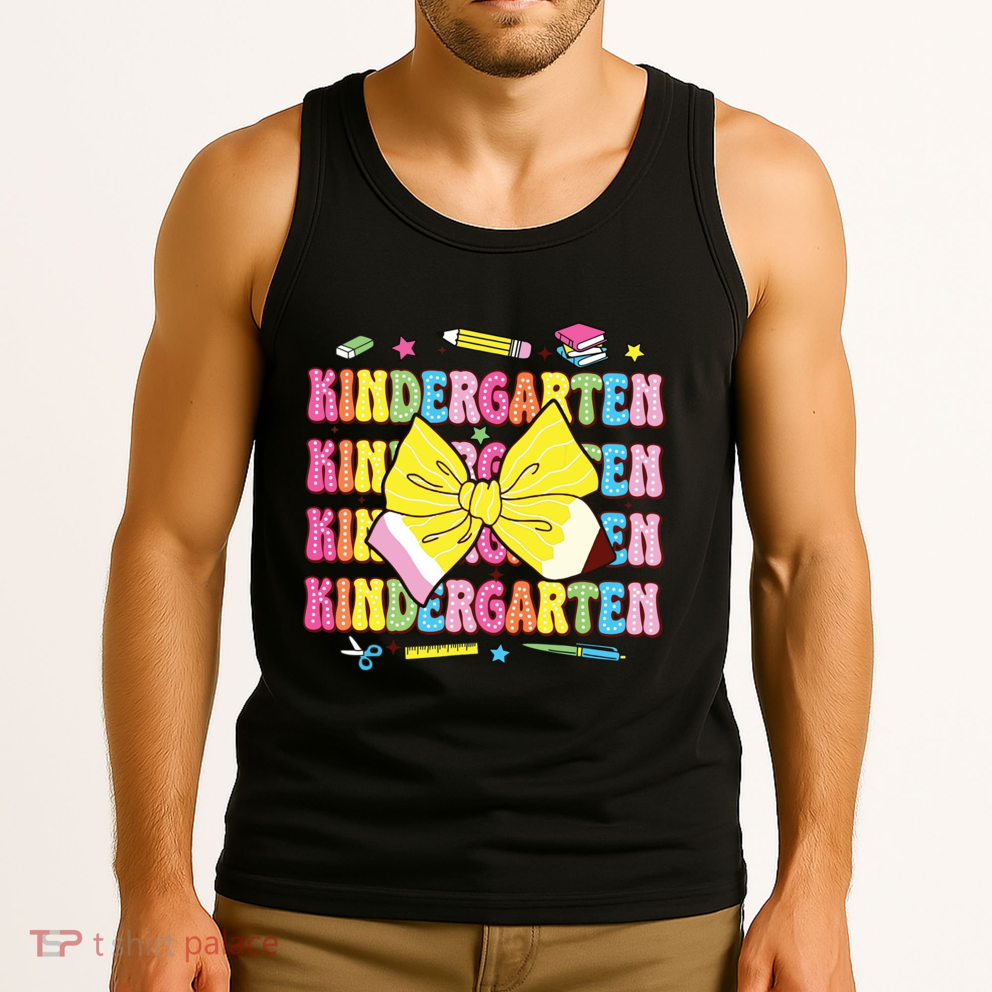Coquette Bow Pencil Retro Kindergarten Funny Back To School Tank Top