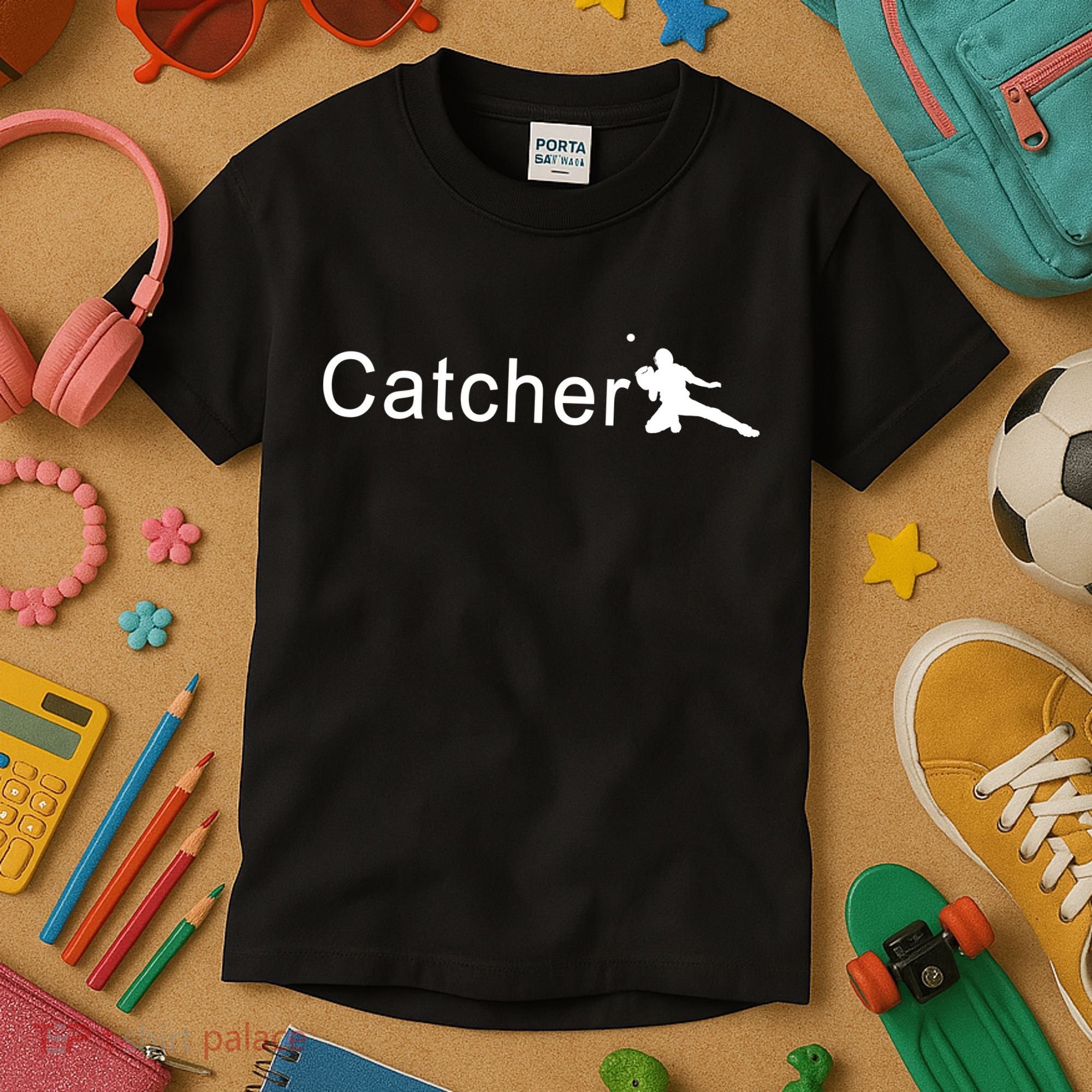 Catcher Baseball Player Kids T-Shirt