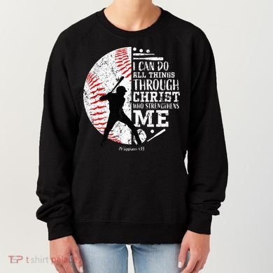 Cool Baseball Player Christian Bible Verse Women's Sweatshirt