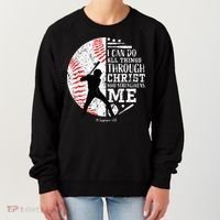 Cool Baseball Player Christian Bible Verse Women's Sweatshirt thumb 0