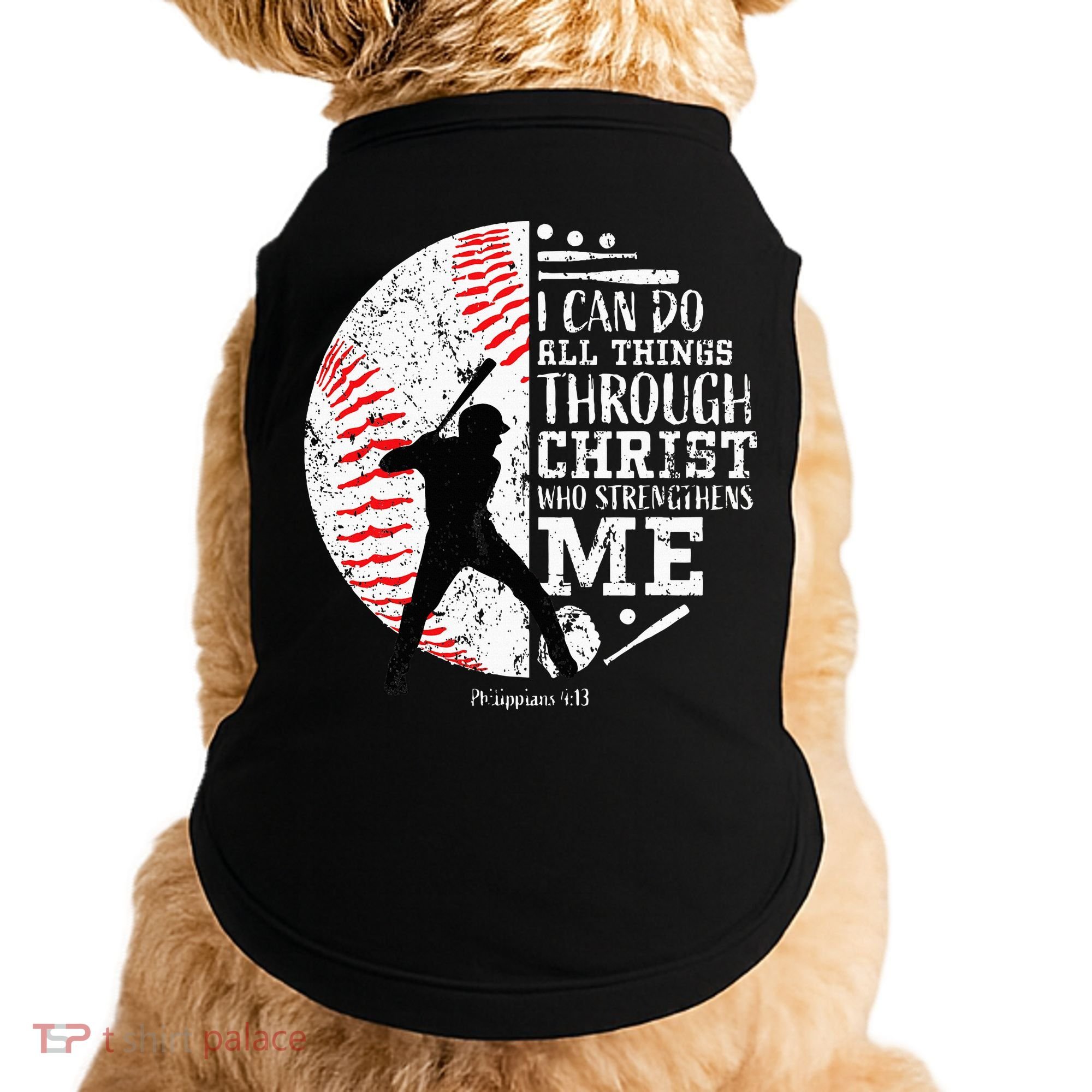Cool Baseball Player Christian Bible Verse Doggie Tank