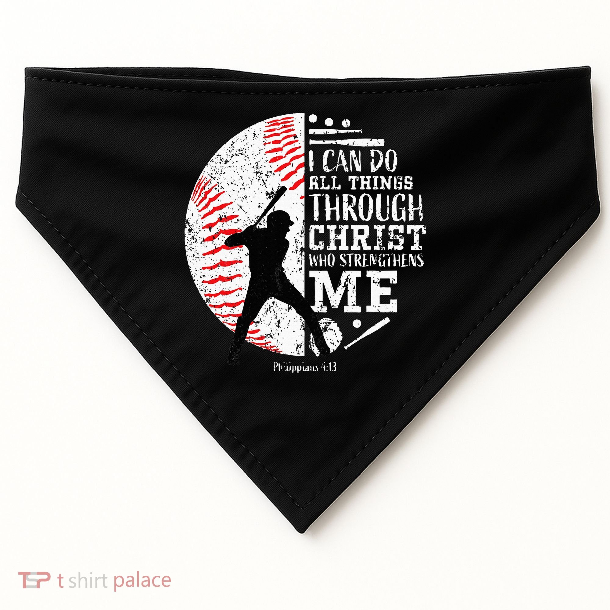 Cool Baseball Player Christian Bible Verse USA-Made Doggie Bandana