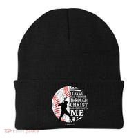 Cool Baseball Player Christian Bible Verse Beanie thumb 0