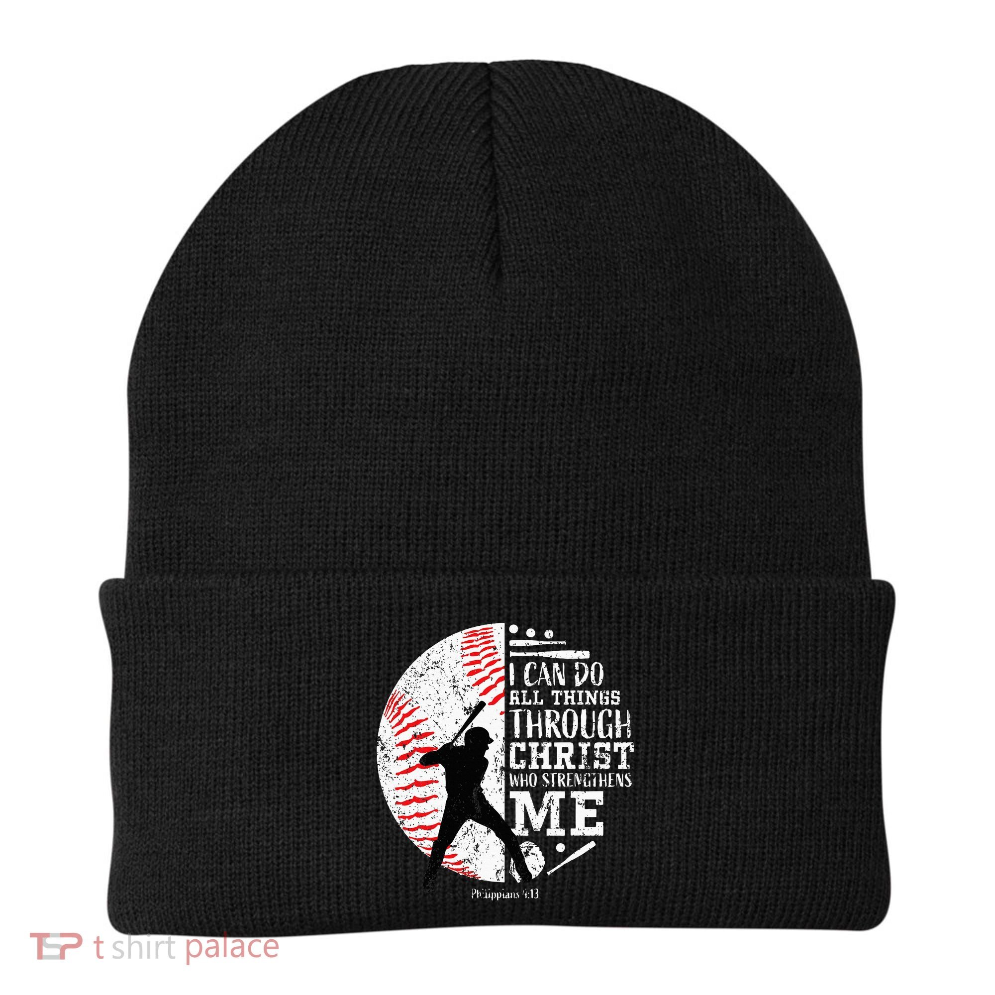 Cool Baseball Player Christian Bible Verse Beanie