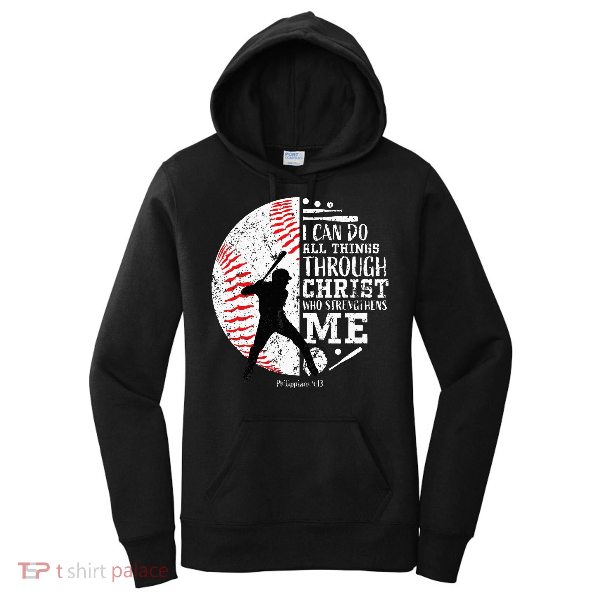 Cool Baseball Player Christian Bible Verse Women's Hoodie