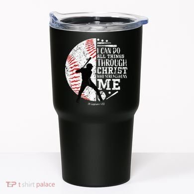 Cool Baseball Player Christian Bible Verse Tumbler