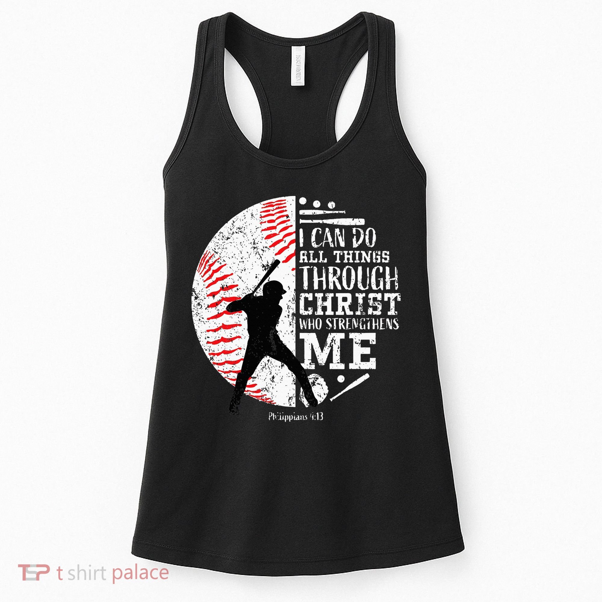 Cool Baseball Player Christian Bible Verse Women's Tank Top