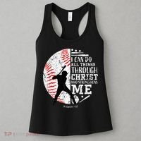 Cool Baseball Player Christian Bible Verse Women's Tank Top thumb 3