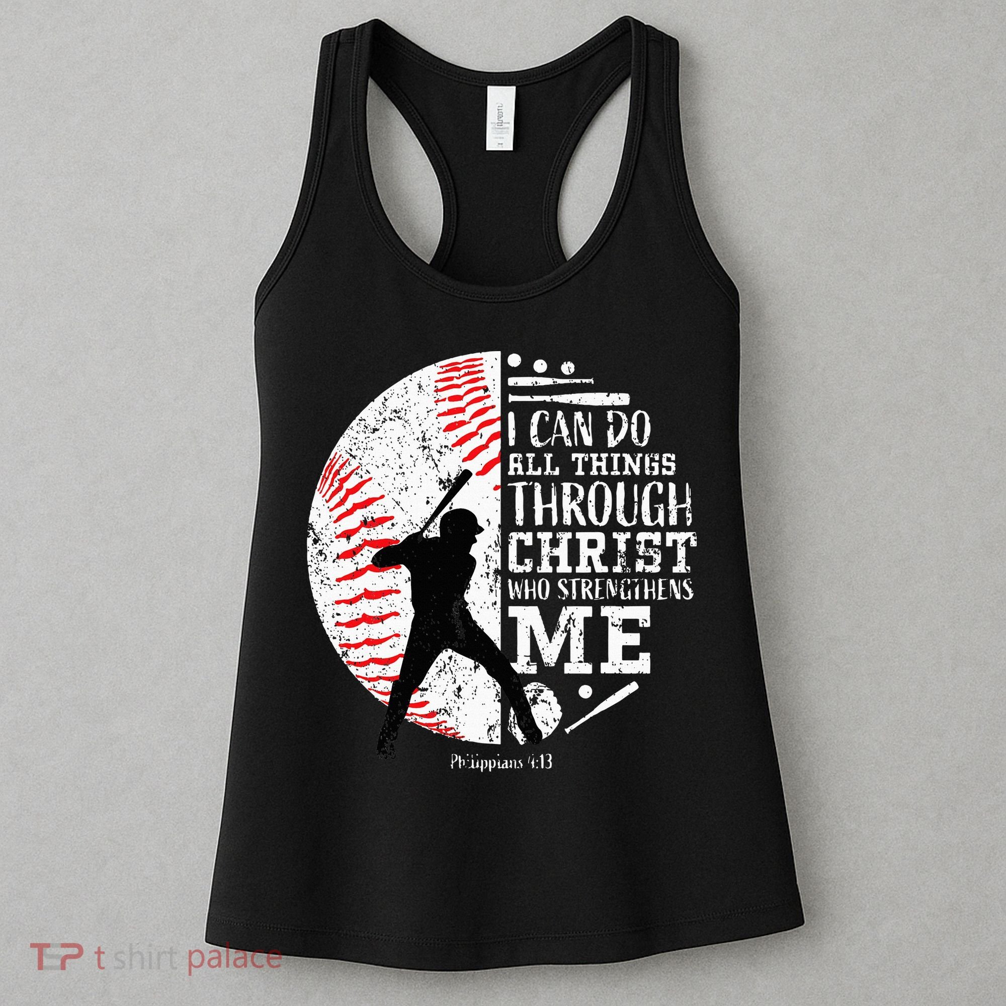Cool Baseball Player Christian Bible Verse Women's Tank Top