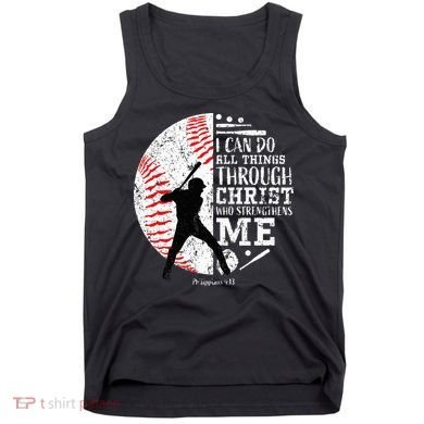 Cool Baseball Player Christian Bible Verse Tank Top