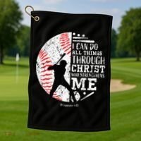 Cool Baseball Player Christian Bible Verse Golf Towel thumb 1