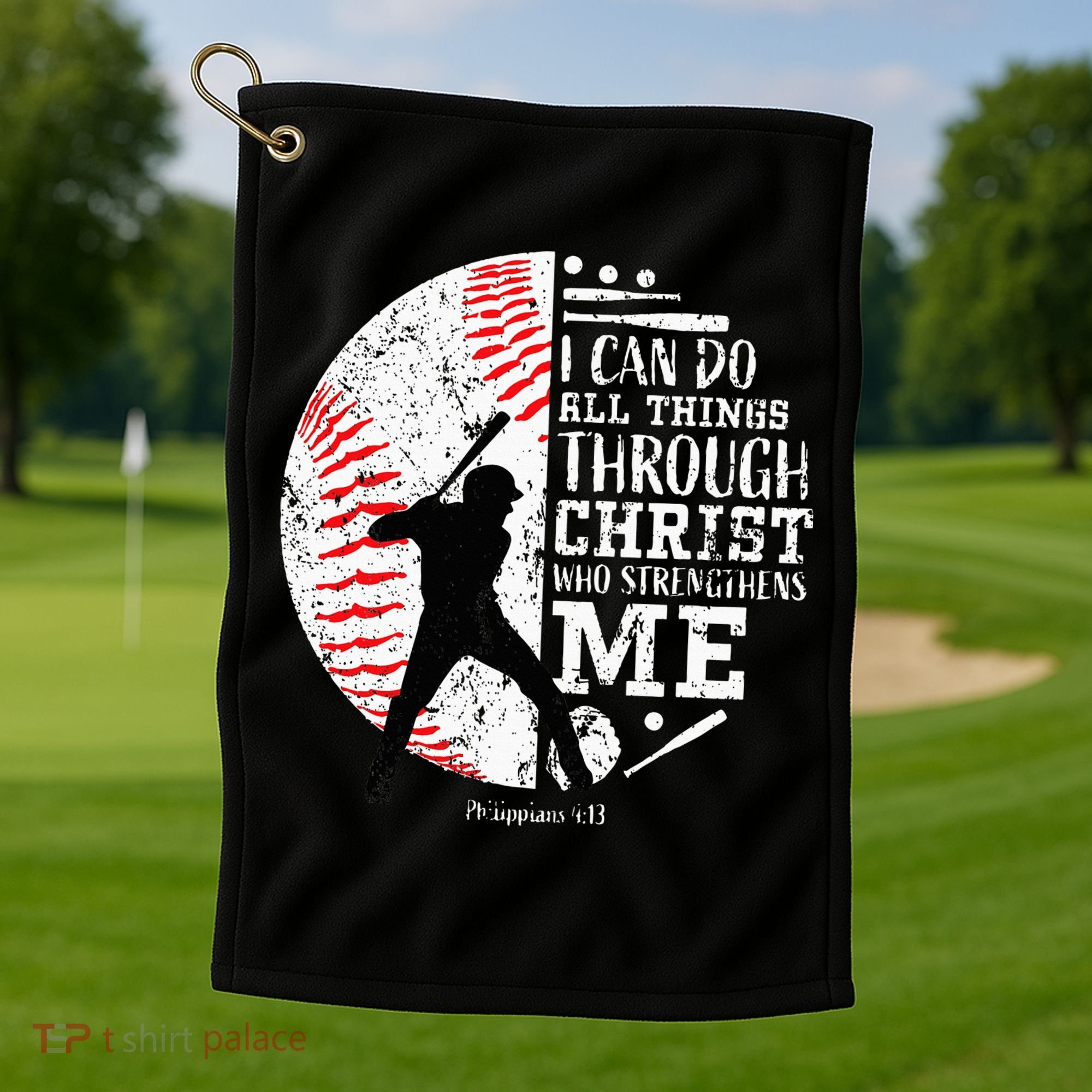 Cool Baseball Player Christian Bible Verse Golf Towel