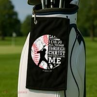 Cool Baseball Player Christian Bible Verse Golf Towel thumb 2