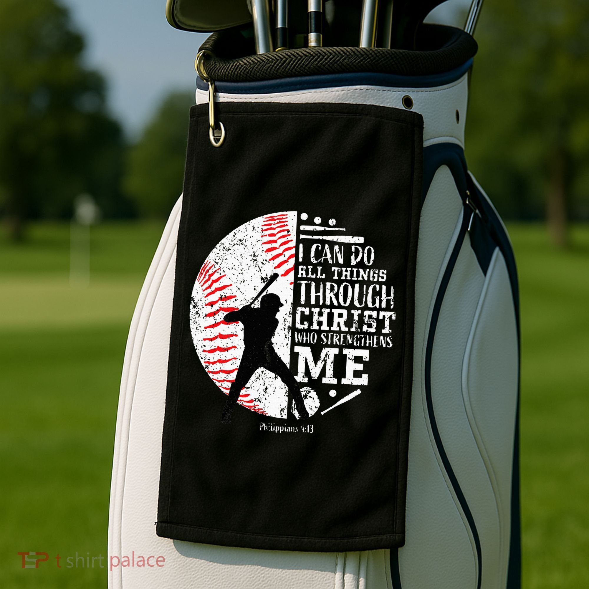 Cool Baseball Player Christian Bible Verse Golf Towel